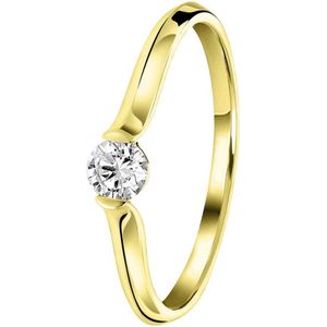 Lucardi Dames Ring lab grown diamant 0,20ct - Ring - Cadeau - Moederdag - 14 Karaat Goud