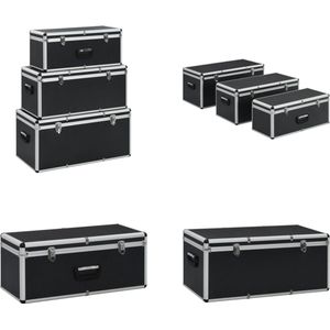 vidaXL Opbergkoffers 3 st aluminium zwart - Opbergkist - Opbergkisten - Kist - Kisten