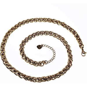 47cm x 6mm Vossenstaart Ketting Dames - Stalen Goud Kleur - Verstelbaar Schakelketting