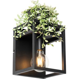 QAZQA cage rack - Industriele Dimbare LED Smart Wandlamp incl. wifi met Dimmer voor binnen - 1 lichts - D 18 cm - Zwart - Industrieel - Woonkamer | Slaapkamer | Keuken