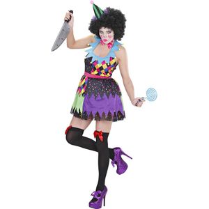 Verkleedkostuum duiverwekkende veelkleurige clown voor dames Halloween outfit - Verkleedkleding - Medium
