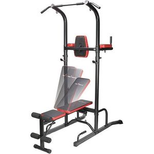 Viking Choice Halterbank Sportbank met Pull Up Bar - Multifunctioneel - Volledig Verstelbaar - Zwart/Rood