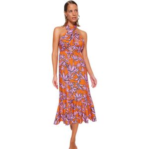 Trendyol Zwarte Midi Geweven Kruisband Strandjurk Tbess23El00087
