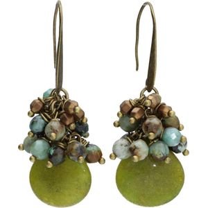 Bela Donaco Oorbellen Wrap Wire – Jade druppel – Afrikaanse Turquoise – Brons