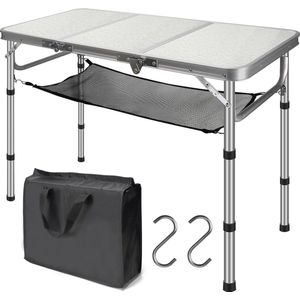 Campingtafel, inklapbaar, 90 x 40 cm, koffertafel camping, opvouwbaar, campingtafel, markttafel, in hoogte verstelbaar, 26-81 cm