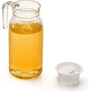 2-pack acrylkan van 1 liter met deksel, BPA-vrij, heldere waterkan Onbreekbare drinkkan voor melksap, ijsthee, limonade