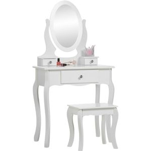 ApexArte® Make Up Tafel met Spiegel - Kaptafel - Voor Vrouwen & Meisjes - Wit
