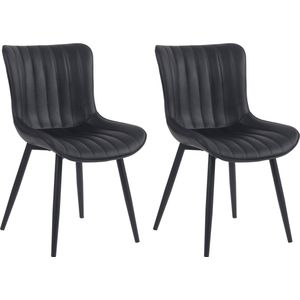 In And OutdoorMatch Stoelen Oliver - Zwart - Set van 2 - Kunstleer - Hoogwaardige bekleding - Stijlvolle stoelen - Luxe uitstraling