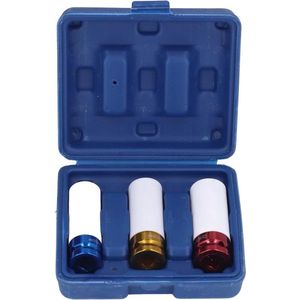 Wielmoerdoppenset 3-Delig/Set 17 mm 19 mm 21 mm Cr-Mo Gelegeerd Staal Kleurrijke Wielen Moerenbeschermer Voor Alle 1/2 Inch Hand- en Elektrische en Pneumatische Sleutels