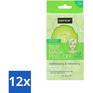 Sence - Beauty - Komkommer - Gezichtsmasker - Peel-Off - 4 Gezichtmaskers - Voordeelverpakking - 12 stuks