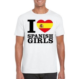 I love Spanish girls t-shirt wit heren S