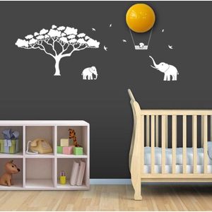 Nachtlampje Zon / Maan met stickers Jungle, Olifant Kinderkamer LED