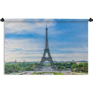 Wandkleed Eiffeltoren - De Eiffeltoren met een erg kleurrijke omgeving Wandkleed katoen 90x60 cm - Wandtapijt met foto