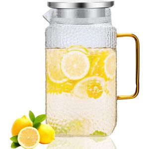 Waterkan – glazen kan – robuust glas - voor warm en koud water, ijsthee, koffie, melk, sap, glazen karaf