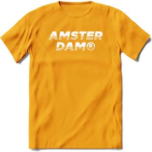 Amsterdam T-Shirt | Souvenirs Holland Kleding | Dames / Heren / Unisex Koningsdag shirt | Grappig Nederland Fiets Land Cadeau | - Geel - XXL