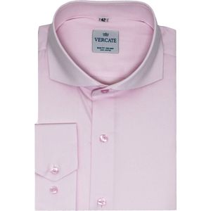 Vercate - Strijkvrij Overhemd - Roze - Slim Fit - Poplin - Lange Mouw - Heren - Maat 44/XL