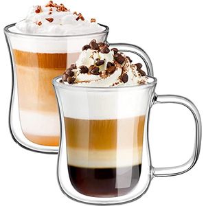 Dubbelwandige latte macchiato-glazen, koffieglas, theeglazen - mokkakopjes , Koffiekopjes , espressokopjes - kopjes - Cappuccino kopjes 2-Piece 240ml
