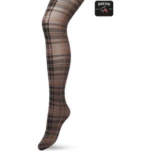 Bonnie Doon Dames Panty met Ruiten 40 Denier Bruin maat S/M - Ruit Motief - Ruitjes Print - Uitstekende pasvorm - Gladde Naden - London Checks Tights - Heerlijk Comfortabel - Shopping Bag Brown - BP211910.347