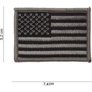 Embleem stof vlag USA zilver met klittenband