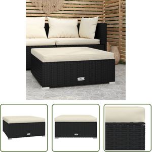 The Living Store Terraspoef - Zwart - 70 x 70 x 30 cm - Waterdicht PE-rattan - Incl - zitkussen - Montage vereist