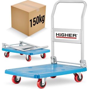 HIGHER - Transportwagen - Plateauwagen Inklapbaar - Blauw - 150 kg