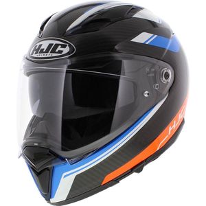 HJC F70 Carbon Motorhelm Ubis glans carbon zwart blauw zilver oranje M