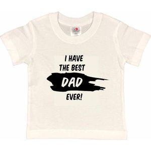 T-shirt Kinderen ""I have the best dad ever!"" Vaderdag | korte mouw | Wit/zwart | maat 110/116