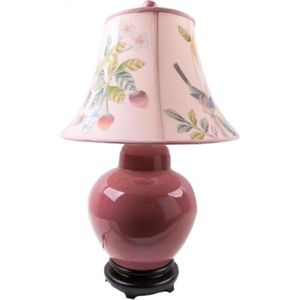 Fine Asianliving Chinese Tafellamp Porselein Handgeschilderde Kap Roze