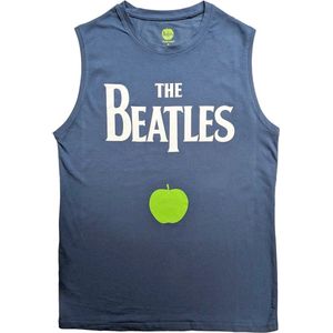 The Beatles - Drop T Logo & Apple Tanktop - S - Blauw