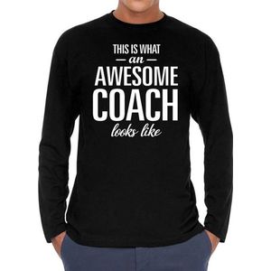 Awesome coach kado shirt long sleeve zwart heren - zwart Awesome coach shirt met lange mouwen - cadeau shirt M