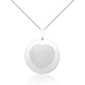 Montebello Ketting Satyrium - 925 Zilver Gerhodineerd - Hart - ∅22mm - 45cm