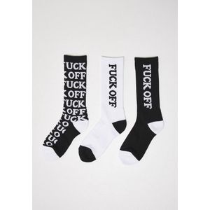 Mister Tee - Fuck OFF Allover 3 - Pack Sokken - 43/46 - Zwart/Wit