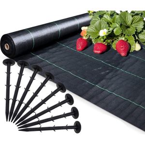 Anti worteldoek - Agrotextiel Zwart - 1,6 x 100 m - Incl. 100 Grondpinnen