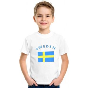 Zweden t-shirt wit kinderen Xs (110-116)