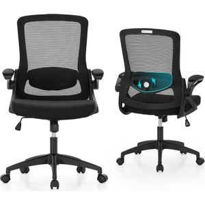 Goodivery ® Ergonomische Bureaustoel met Verstelbare Rugleuning en Opklapbare Armsteunen voor Comfort