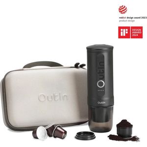 OutIn Nano - reis cadeauset - draagbare elektrische espressomachine - stijlvol en solide - verwarmt water - capsules & gemalen koffie - 20 bar - draagbare koffiemachine - reis & camping koffiezetapparaat 12 volt