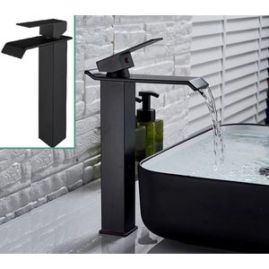 Beärsk ® - Wastafelkraan – Moderne Designkraan met Waterval Uitloop – Badkamerkraan - Mengkraan Wastafel - Mat Zwart - Premium