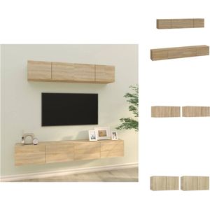 vidaXL TV-meubelset Sonoma Eiken - 60x30x30cm - 80x30x30cm - Stevig en praktisch design - Kast