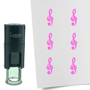 CombiCraft Stempel G-Sleutel 10mm rond - roze inkt