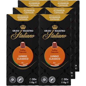 Gran Maestro Italiano - Lungo Classico - Koffiecups - Nespresso Compatibel Capsules - Mild-intense Smaak - 6 x 20 cups