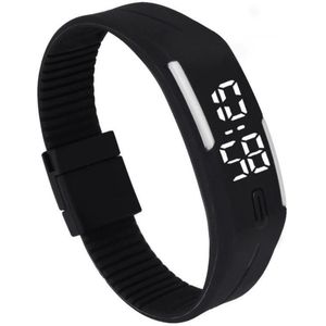 LED Horloge GADGET (valt groot) Kinderen Tieners - Rubber - 20 mm – Zwart/ Wit – geschikt vanaf 12 jaar - I-deLuxe verpakking