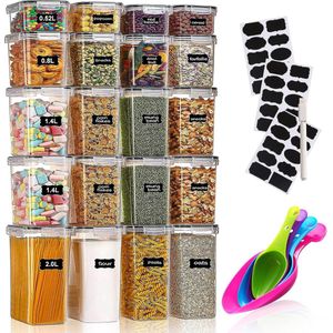 Storage Box Set, Preservation Boxes, Kitchen Organizer, Set of 20 (0.52L + 0.8L + 1.4L + 2.0L), Kitchen Storage Box, Airtight, Storage Containers with Lid, for Grains, Flour, Sugar, Muesli in the Kitchen, BPA Free