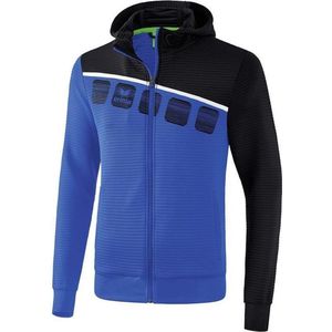 Erima 5-C Trainingsjack Met Capuchon Kinderen - New Royal / Zwart / Wit | Maat: 164