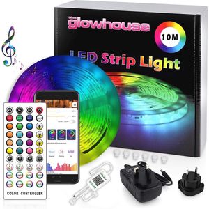 LED-stripverlichting met Bluetooth 10M - RGB Kleurverandering met Afstandsbediening en App-bediening - IP65 Waterdicht