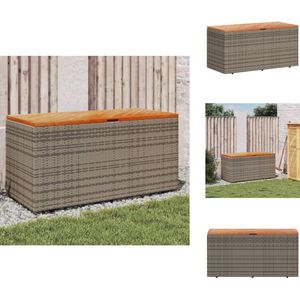 vidaXL Tuinbox - Tuinboxen - Opbergbox - Opbergbox Tuin - Tuinbox 110x50x54 cm poly rattan en acaciahout grijs
