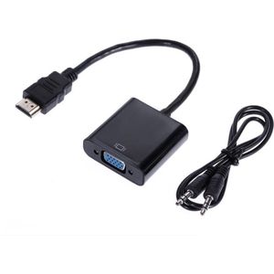 SVH Company HDMI naar VGA Adapter Omvormer Inclusief Audio Kabel - 0.25m - Zwart
