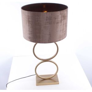 Tafellamp capri 2 ringen | 1 lichts | brons / bruin | metaal / stof | Ø 40 cm | 82 cm hoog | tafellamp | modern / sfeervol / klassiek design