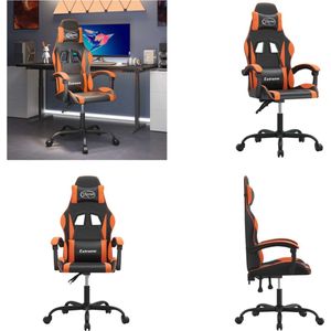 vidaXL Gamestoel draaibaar kunstleer zwart en oranje - Gamingstoel - Gamingstoelen - Televisiestoel - Racingstoel