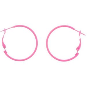 Behave Oorbellen - oorringen - neon roze - 3 cm