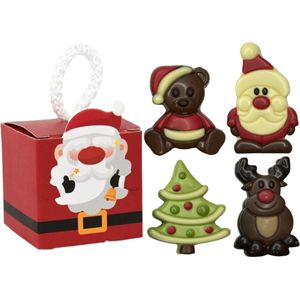 Kerstman hanger met luxe chocolaatjes 4 stuks - Kerst - Luxe Chocolade - Chocola - kerstboom - Gingerbread house - Sneeuwpop